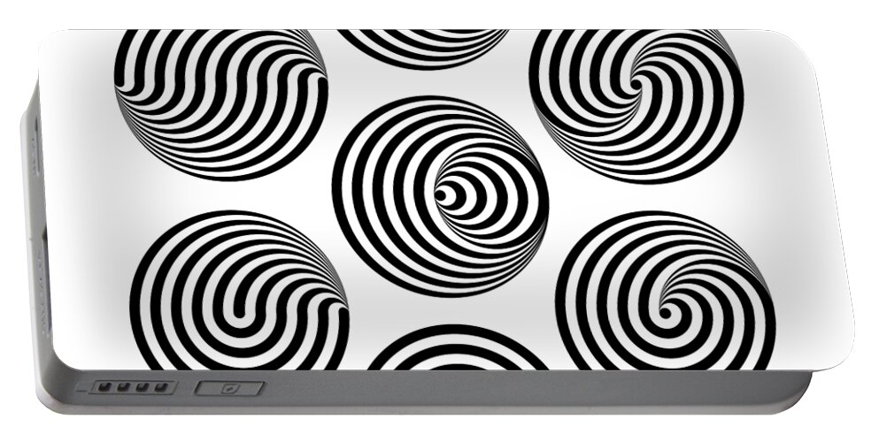 Op Art Portable Battery Charger featuring the mixed media Seven Eclipses by Gianni Sarcone
