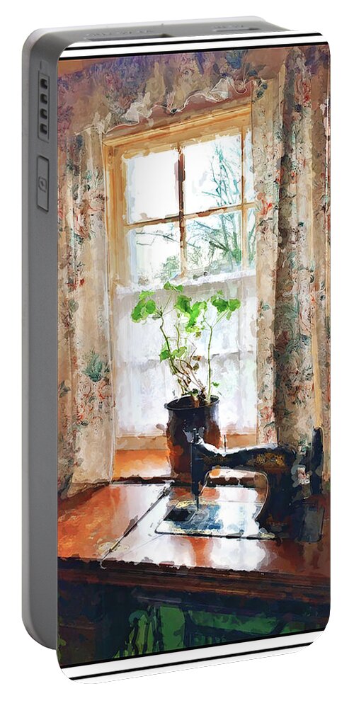 Ireland Portable Battery Charger featuring the photograph Sewing By The Window by Peggy Dietz