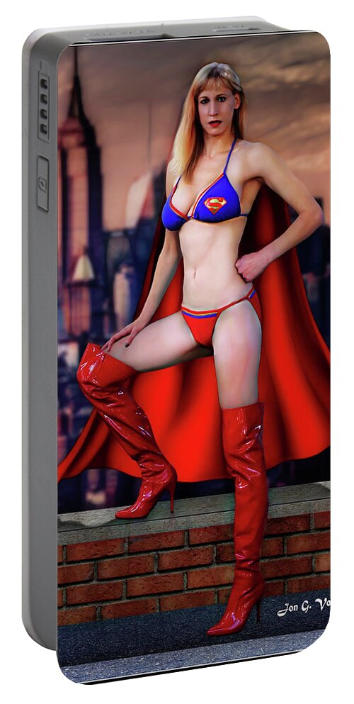 Super Portable Battery Charger featuring the photograph Sexy Super Woman by Jon Volden