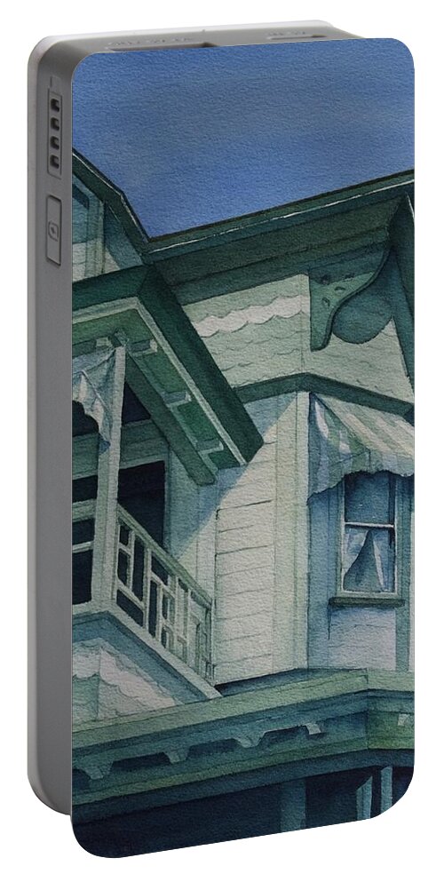 Cape May Portable Battery Charger featuring the painting Shades of Green by Lael Rutherford