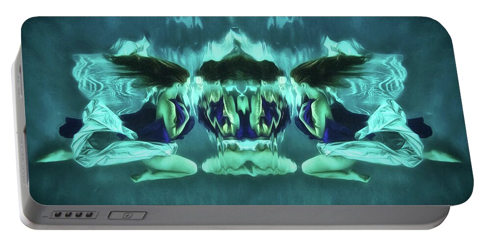 Underwater Portable Battery Charger featuring the digital art Shattered Reflections by Brad Barton