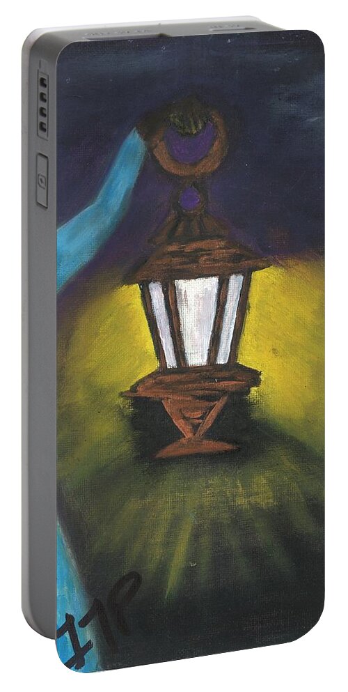 Guide Portable Battery Charger featuring the painting She Lights The Way by Esoteric Gardens KN