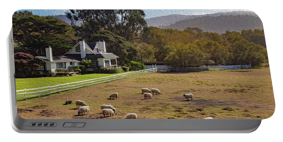 Digital Paintings Portable Battery Charger featuring the photograph Sheep at Mission Ranch by Robert Carter