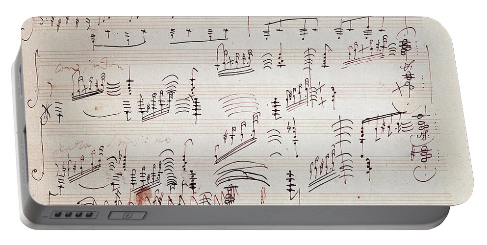 Beethoven Portable Battery Charger featuring the drawing Sheet music for the Moonlight Sonata by Beethoven by Beethoven