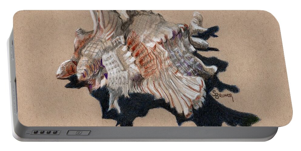 Shell Portable Battery Charger featuring the drawing Shell Study 002e by Susan Bruner