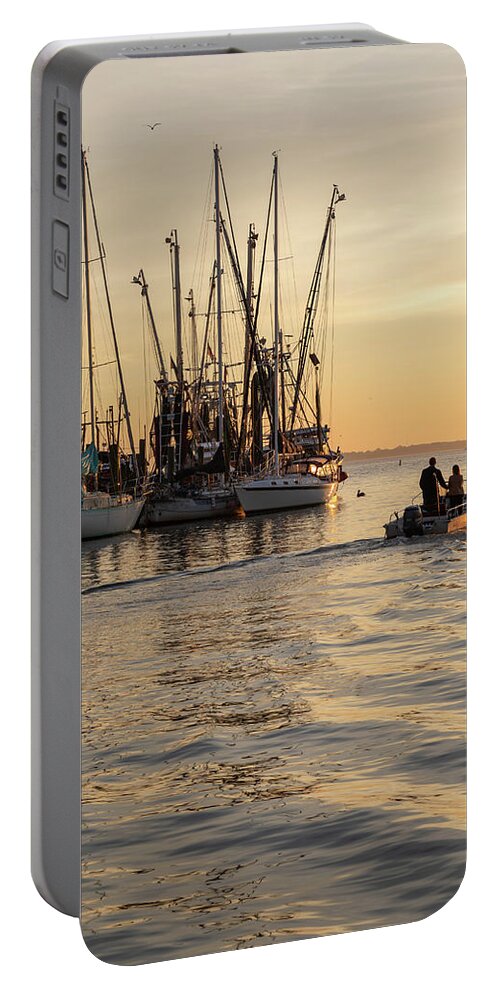 Shem Creek Portable Battery Charger featuring the photograph Shem Creek Golden Ripple by Donnie Whitaker