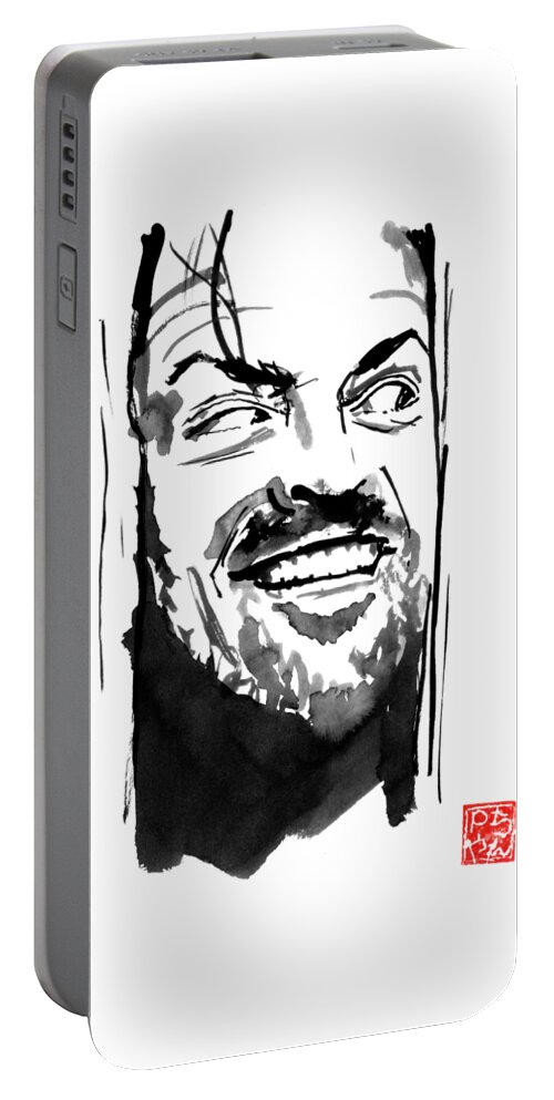 Shining Portable Battery Charger featuring the drawing Shining by Pechane Sumie
