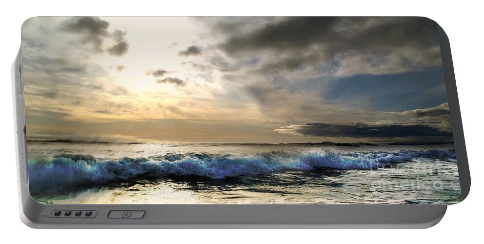Ocean Portable Battery Charger featuring the photograph Shiny Surf by Kimberly Furey