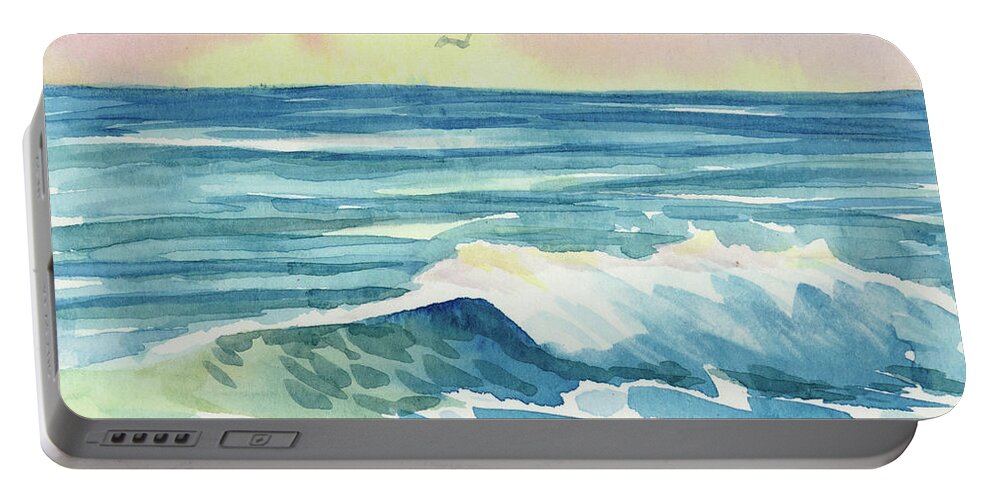 Shore Break Portable Battery Charger featuring the painting Shore Break by Michelle Constantine