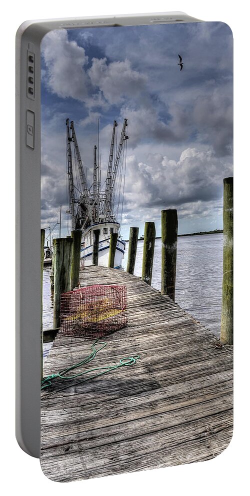 Nautical Portable Battery Charger featuring the photograph Shrimping by Randall Dill