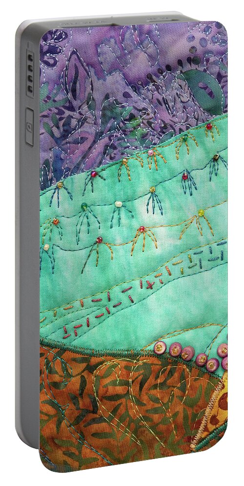 Shrine To Land And Sky Portable Battery Charger featuring the mixed media Shrine to Land and Sky D by Vivian Aumond