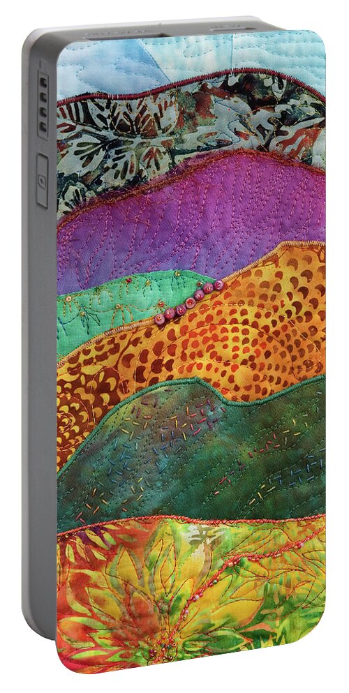 Shrine To Land And Sky Portable Battery Charger featuring the mixed media Shrine to Land and Sky E by Vivian Aumond