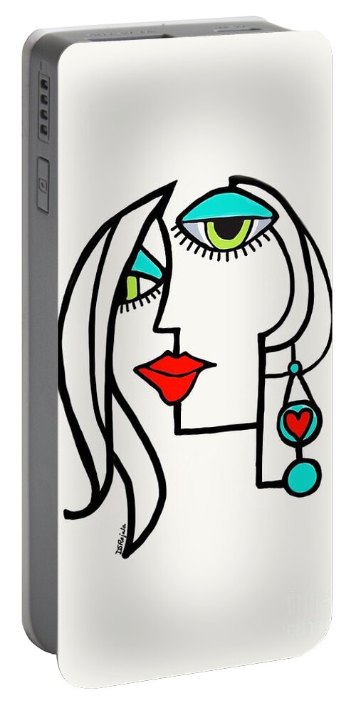 Painting Portable Battery Charger featuring the painting Side Eye 3 by Diana Rajala