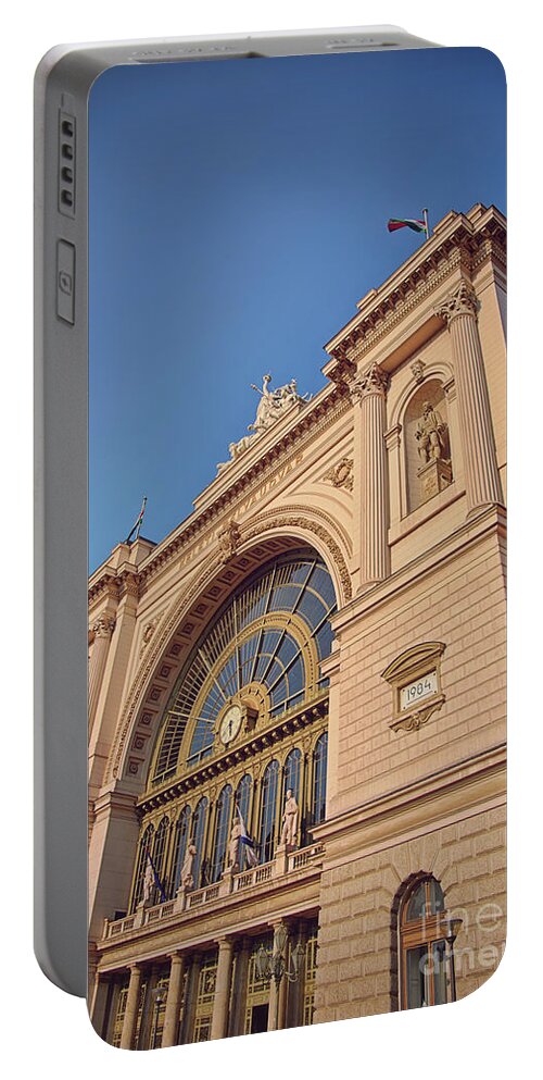 Keleti Portable Battery Charger featuring the photograph Side view of Keleti Railway Station in Budapest by Mendelex Photography