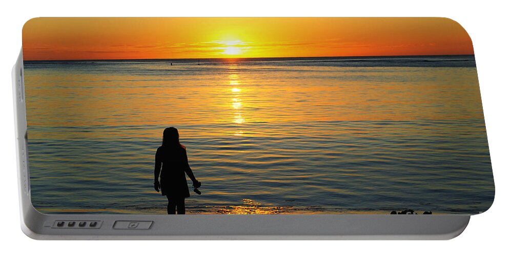 Sea Portable Battery Charger featuring the photograph Sunset and Silhouette by On da Raks