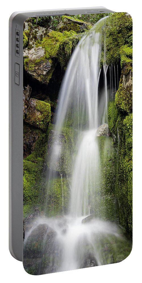 Waterfall Portable Battery Charger featuring the photograph Silky Waterfall by Gary Geddes