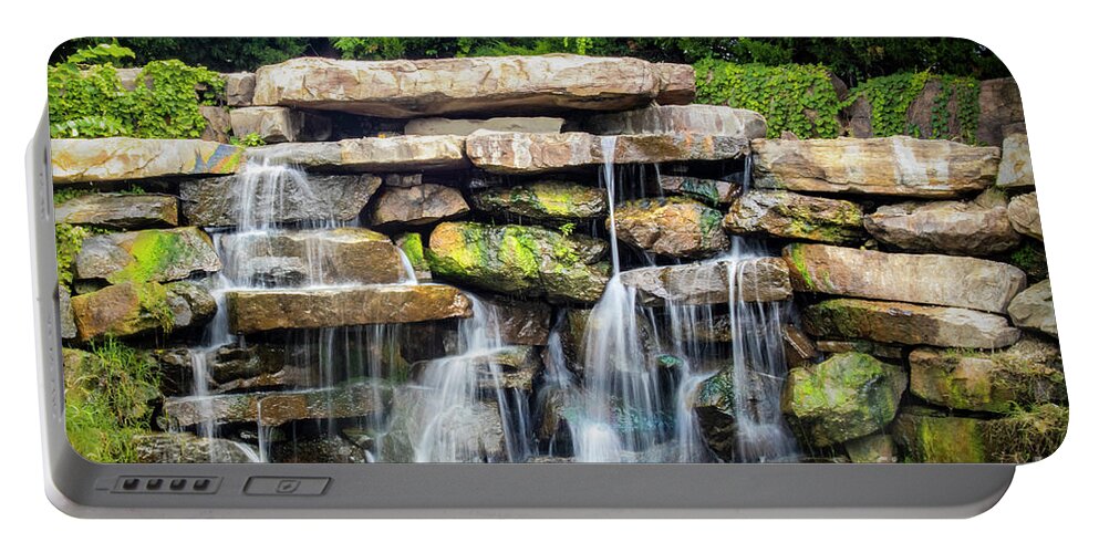 Waterfall Portable Battery Charger featuring the photograph Silky Waterfall - Serenity by Susan Vineyard