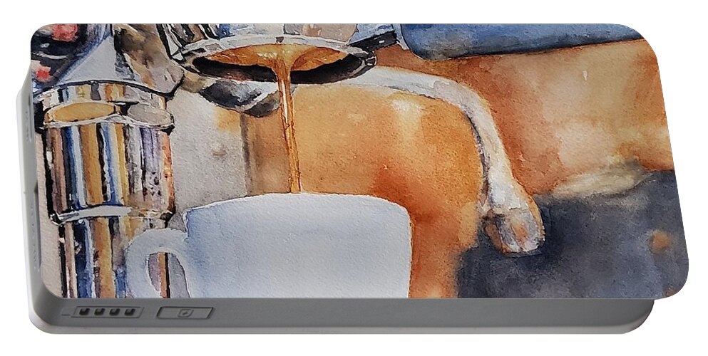 Still Life Portable Battery Charger featuring the painting Silver Bullet by Sheila Romard