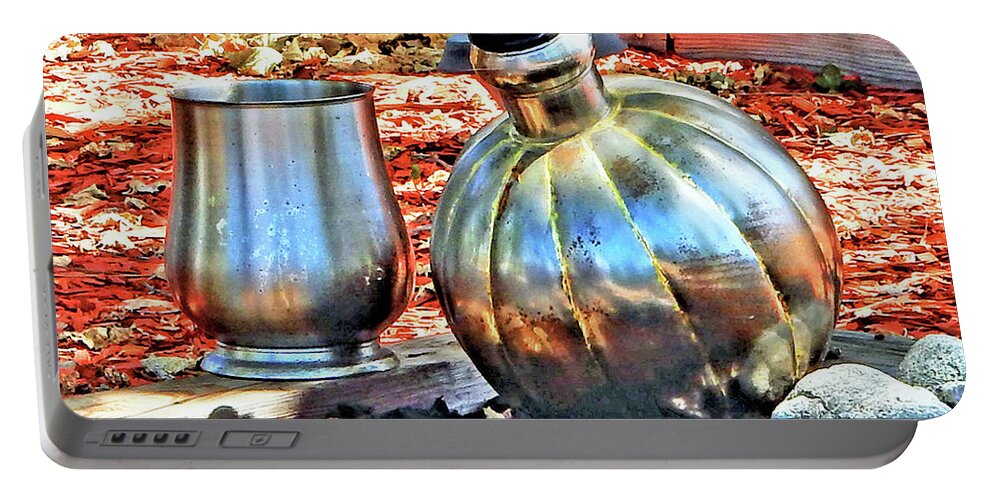 Color Portable Battery Charger featuring the photograph Silver Chalice And Jug by Andrew Lawrence