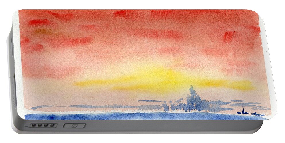 Clear Portable Battery Charger featuring the painting Simple Sunrise by Tammy Nara