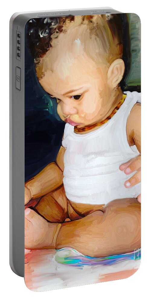 Baby Portable Battery Charger featuring the digital art Sincere by D Powell-Smith