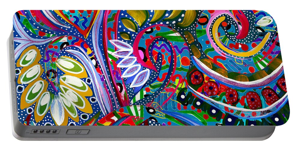 Sing And Give Thanks By A Hillman Acrylic And Digital Bright Naive Expressionism All Colors Abstract Joyous Design Card Poster Happiness Joy Rejoicing Celebrate Love Song Dance Dancing Praise All Glory To The King Of Kings And Lord Of Lords Creation Harmony Music Peace Children Gift Yah Yahweh Yahuah Yahshua Yeshua Jesus Messiah Savior Healer Advocate Priest Physician Mercy Alleluia Portable Battery Charger featuring the mixed media Sing And Give Thanks by A Hillman