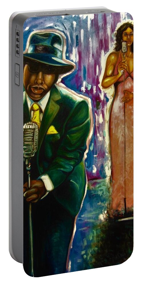  Black Music Art Portable Battery Charger featuring the painting Sing That Song by Emery Franklin