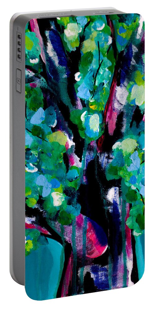 Tree Portable Battery Charger featuring the painting Singing in the Rain by Beth Ann Scott