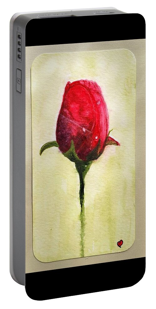 Rose Portable Battery Charger featuring the painting Single Rose by Deahn Benware