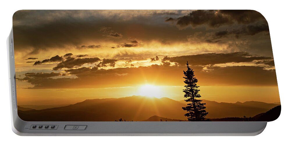 Sunset Portable Battery Charger featuring the photograph Single Tree Sunset by Wesley Aston