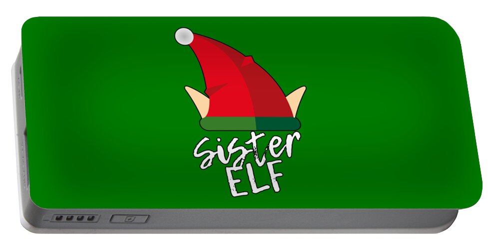 Christmas 2023 Portable Battery Charger featuring the digital art Sister Elf Christmas Costume by Flippin Sweet Gear