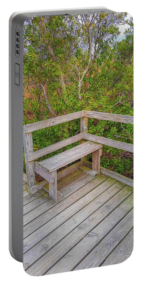 Bench Portable Battery Charger featuring the photograph Sit and Enjoy the Beauty of the Wetlands by Ola Allen