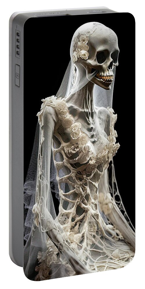 Skeleton Portable Battery Charger featuring the digital art Skeleton Bride 03 by Matthias Hauser