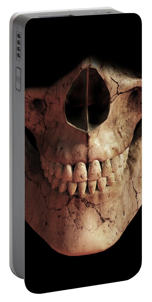 Mask Portable Battery Charger featuring the digital art Skeleton Grin by Daniel Eskridge