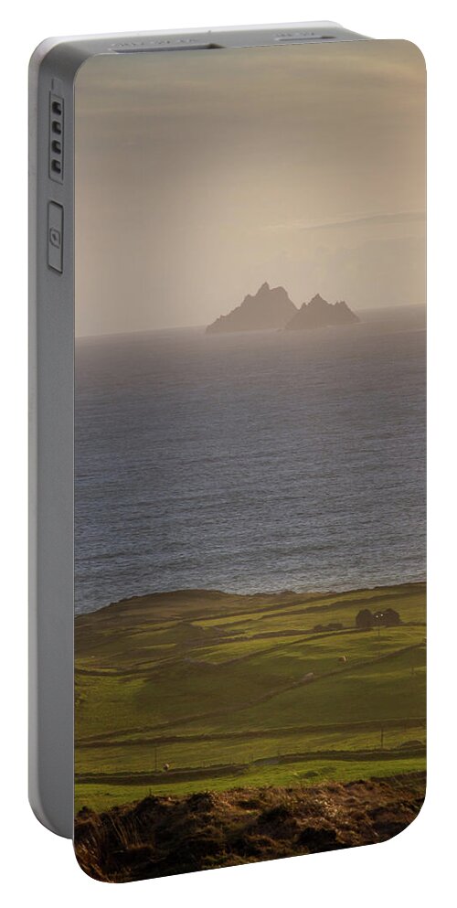 Location Portable Battery Charger featuring the photograph Skellig Contours by Mark Callanan