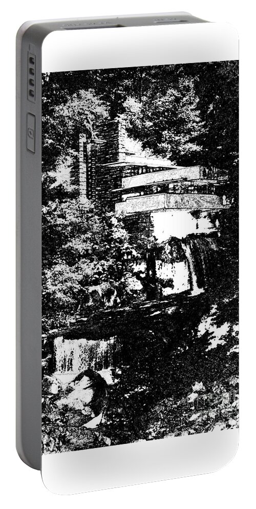 Frank Lloyd Wright Portable Battery Charger featuring the drawing Sketch of Fallingwater House by Doc Braham