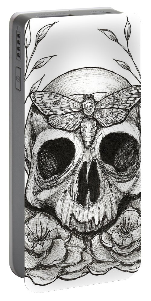Skull Portable Battery Charger featuring the painting Eternal Metamorphosis by Kathy Pope