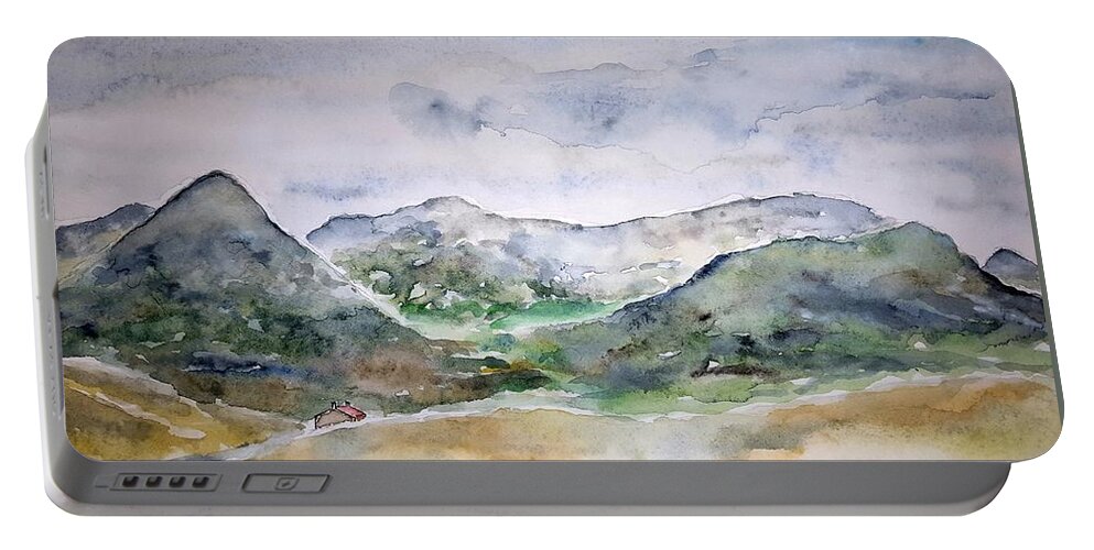Watercolor Portable Battery Charger featuring the painting Skye Valley by John Klobucher