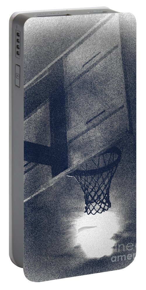 Basketball Portable Battery Charger featuring the photograph Slam Dunk the Night by Heather Kirk