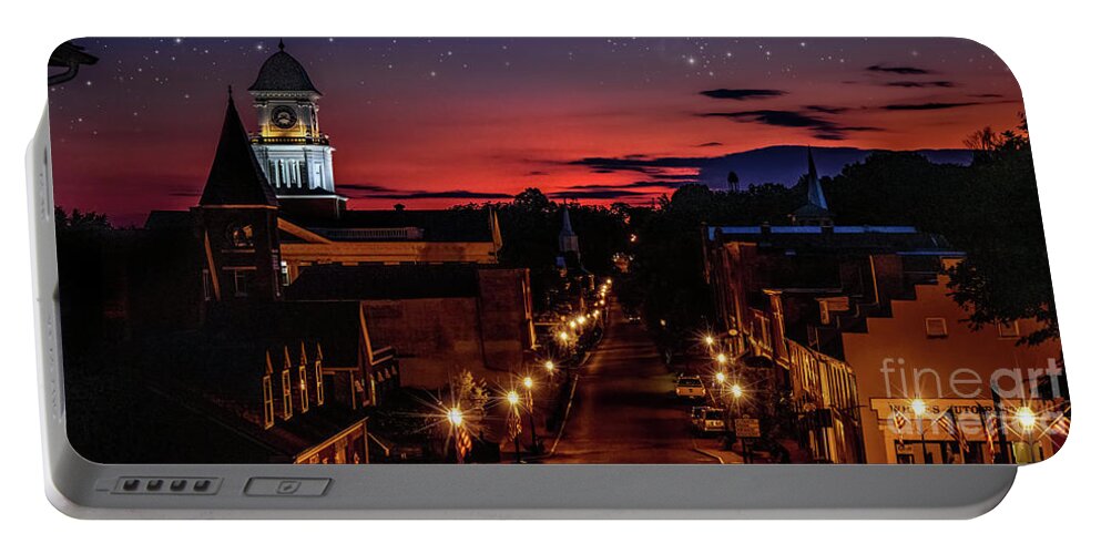Sunset Portable Battery Charger featuring the photograph Sleepy Little Town Of Jonesborough Panorama by Shelia Hunt