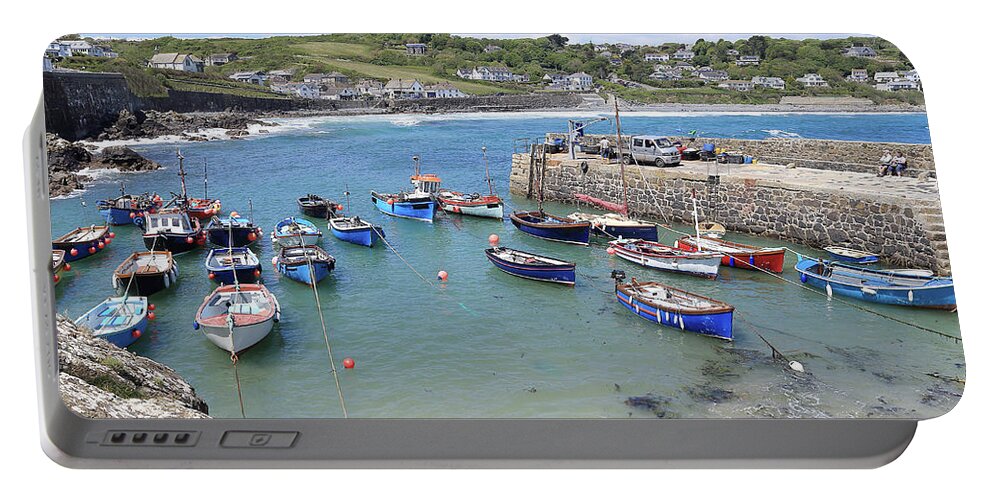 Coverack Portable Battery Charger featuring the photograph The small harbour Coverack, Cornwall. by Tony Mills