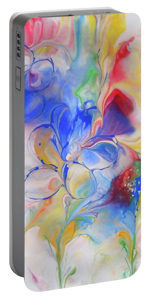 Rainbow Colors Portable Battery Charger featuring the painting Smile With You by Deborah Erlandson