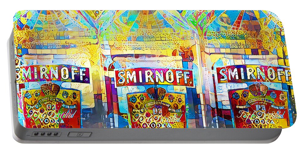 Wingsdomain Portable Battery Charger featuring the photograph Smirnoff Vodka in Contemporary Vibrant Happy Color Motif 20200503sq by Wingsdomain Art and Photography