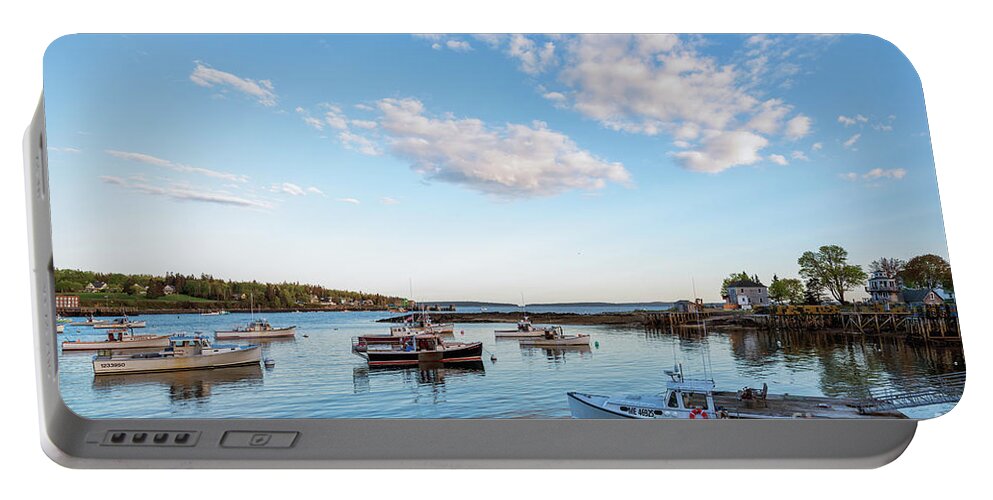 Harbor Portable Battery Charger featuring the photograph Harbor in Maine by Lorraine Cosgrove