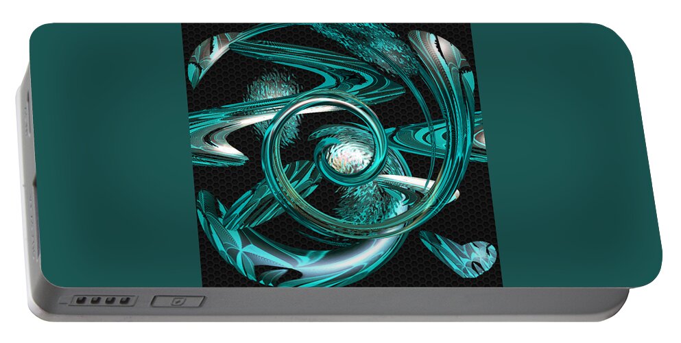 Digital Wall Art Portable Battery Charger featuring the digital art Snakes Swirl Black by Ronald Mills