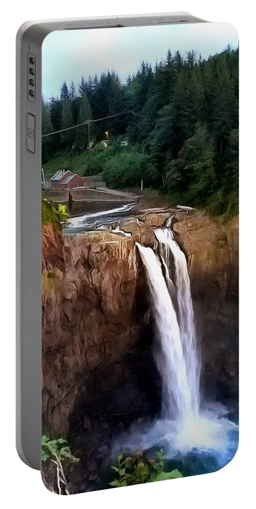 Snoqualmie Falls Portable Battery Charger featuring the photograph Snoqualmie Falls Summer Evening by Sea Change Vibes