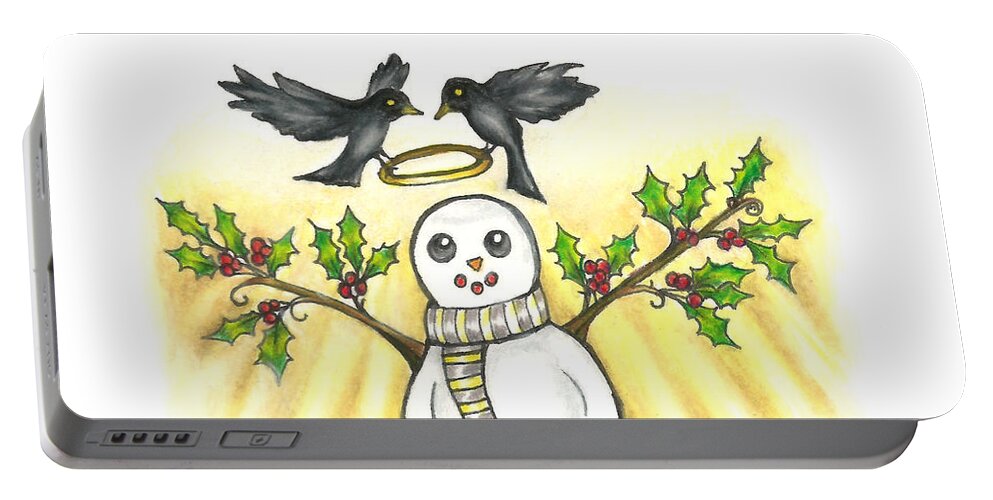 Snow Man Portable Battery Charger featuring the drawing Snow Angel Drawing by Kristin Aquariann