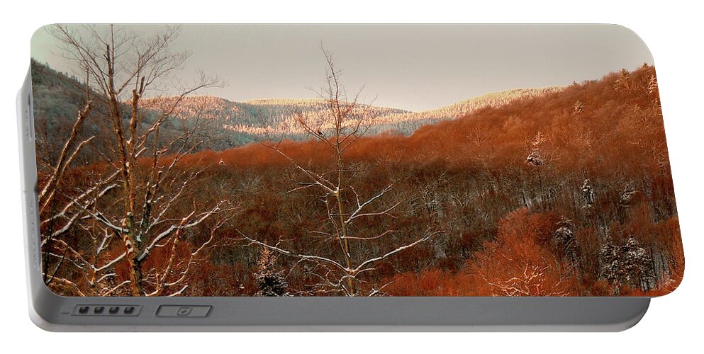 Vermont Portable Battery Charger featuring the photograph Snow Begins on Bolton Mountain Vermont by Nancy Griswold