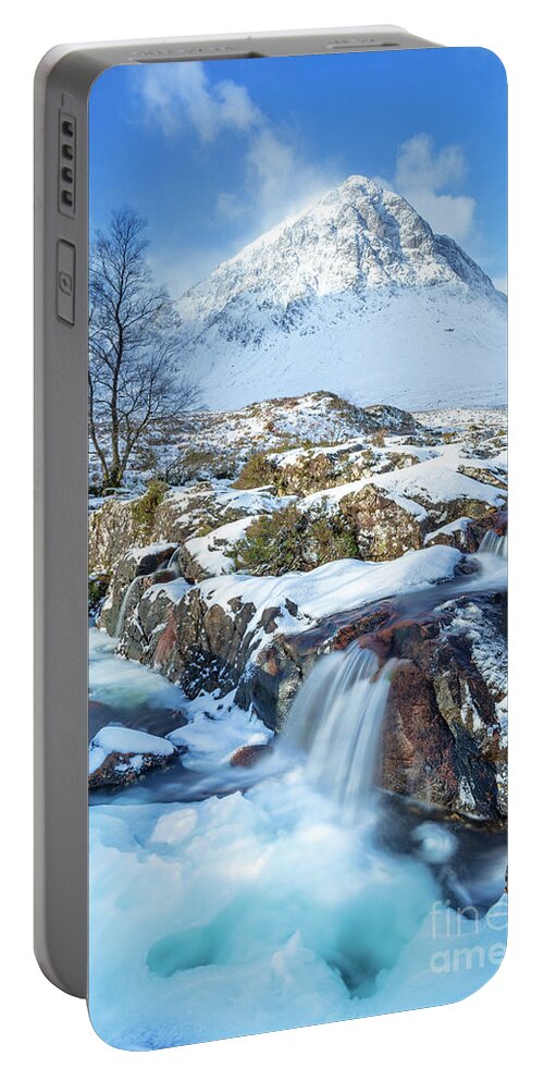 Buachaille Etive Mor Portable Battery Charger featuring the photograph Snow covered Buachaille Etive Mor in the Scottish Highlands by Neale And Judith Clark