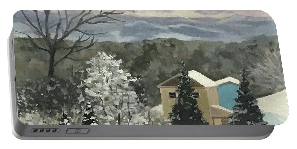 Snow Portable Battery Charger featuring the painting Snow Day by Anne Marie Brown